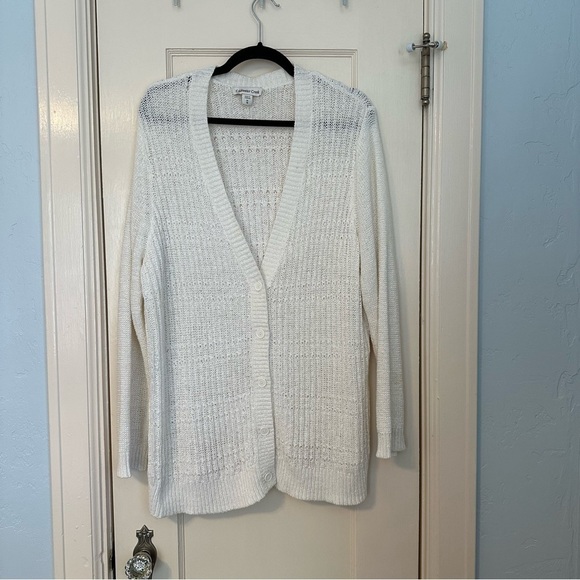 Coldwater Creek Cardigan Cream Longline Loose Knit Long Sleeve Size 1X - Picture 2 of 8